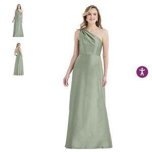 ALFRED SUNG D821 One-Shoulder Sage Dress